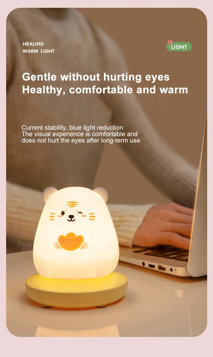 Adorable Animal LED Night Lights – Touch Sensor Dimmable Pig & Rabbit Lamp | Perfect Holiday Gift for Kids’ Bedrooms
