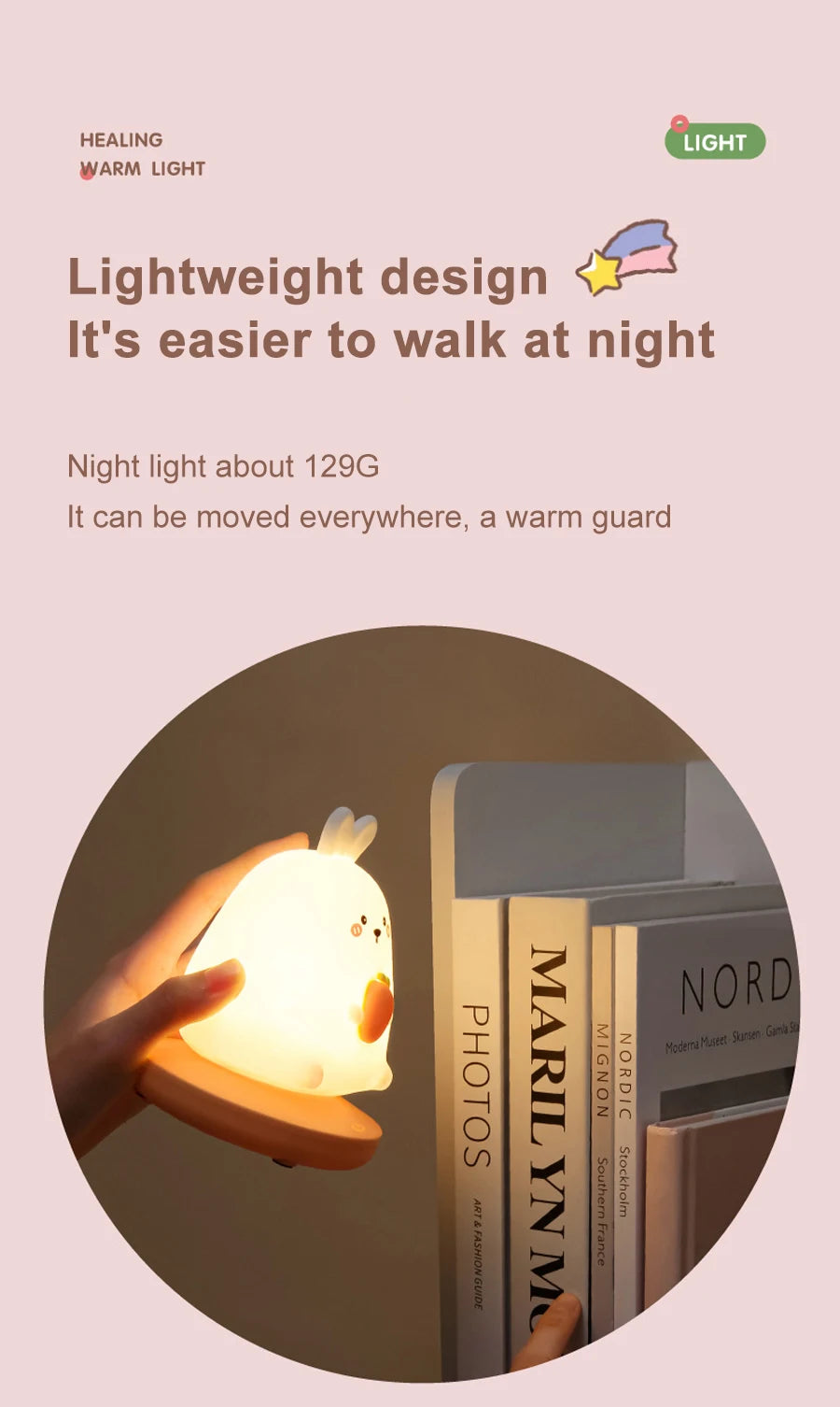 Adorable Animal LED Night Lights – Touch Sensor Dimmable Pig & Rabbit Lamp | Perfect Holiday Gift for Kids’ Bedrooms
