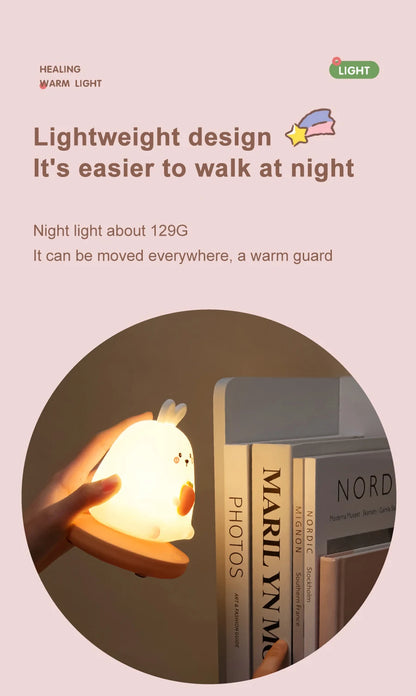 Adorable Animal LED Night Lights – Touch Sensor Dimmable Pig & Rabbit Lamp | Perfect Holiday Gift for Kids’ Bedrooms