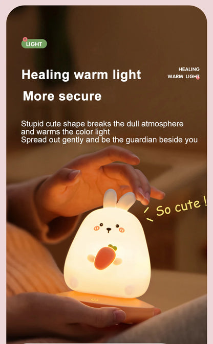 Adorable Animal LED Night Lights – Touch Sensor Dimmable Pig & Rabbit Lamp | Perfect Holiday Gift for Kids’ Bedrooms