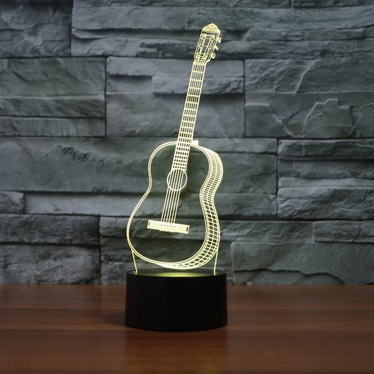 3D Guitar Illusion Night Light