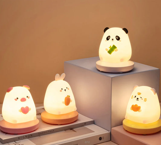 Adorable Animal LED Night Lights – Touch Sensor Dimmable Pig & Rabbit Lamp | Perfect Holiday Gift for Kids’ Bedrooms