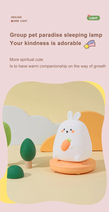 Adorable Animal LED Night Lights – Touch Sensor Dimmable Pig & Rabbit Lamp | Perfect Holiday Gift for Kids’ Bedrooms