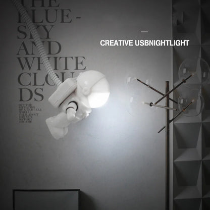USB LED Astronaut Desk Lamp – Flexible 5V Nightlight for Reading, Space Man Decoration, and Laptop Use