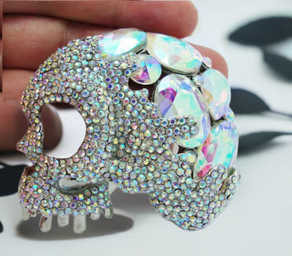 Luxury White Eye Skull Brooch: A Crystal Rhinestone Masterpiece - Bilankas.world