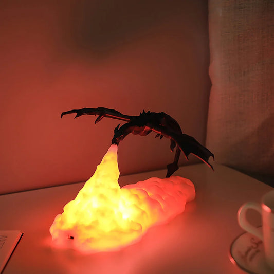Fire Dragon 3D Printed Lamp – USB Rechargeable Desktop Light for Bedroom, E-Sports, and Holiday Decor