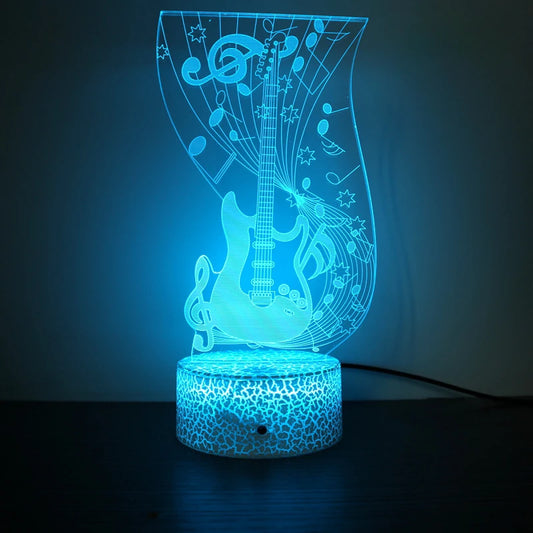 Nighdn 3D Guitar/Music Illusion Night Light – Perfect Gift for Music Lovers | Cool Décor for Home, Office & Bedroom