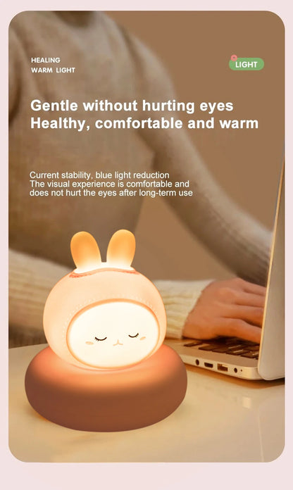 Adorable Animal LED Night Lights – Touch Sensor Dimmable Pig & Rabbit Lamp | Perfect Holiday Gift for Kids’ Bedrooms