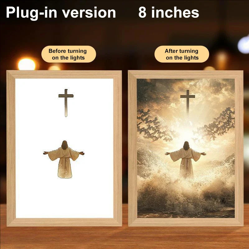 LED Light Frame, 4D Luminous Wall Art | Faith-Inspired Decor for Home and Bedroom