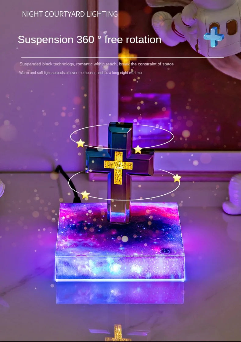 Magnetic Levitating Cross – Floating Christian Cross LED Night Light Desktop Decoration