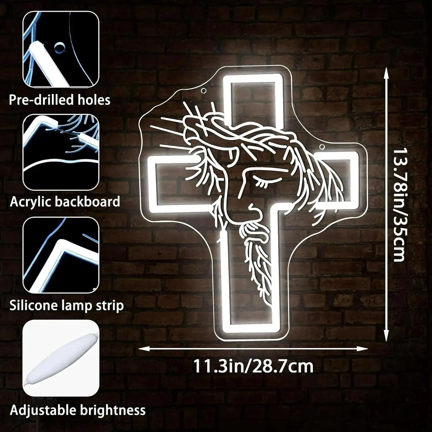 Faith LED Neon Sign, Dimmable Wall Light | Christian Prayer Room & Home Decor Neon Lamp