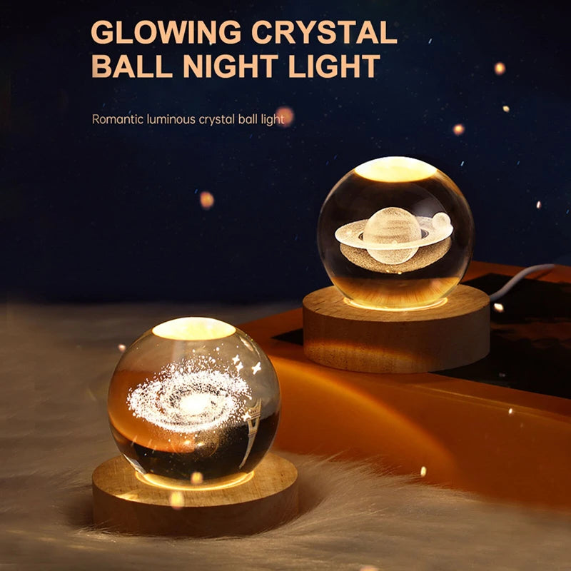LED Milky Way Galaxy Crystal Ball Night Light – Ambient Bedroom Lamp & Creative Gift - Bilankas.world
