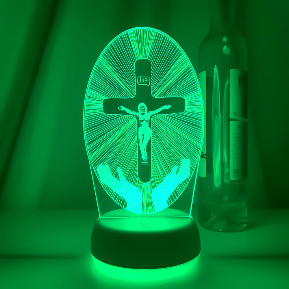 3D Cross LED Night Light – Optical Illusion Desk Lamp for Unique Home Decor and Gifts