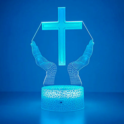 3D Cross LED Night Light – Optical Illusion Desk Lamp for Unique Home Decor and Gifts