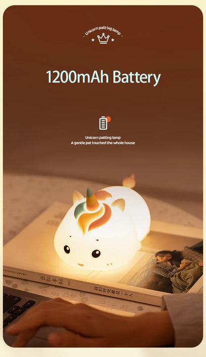 Rechargeable Silicone Unicorn LED Night Lamp with Remote Control – Dimmable Bedside Mood Light & Creative Gift - Bilankas.world