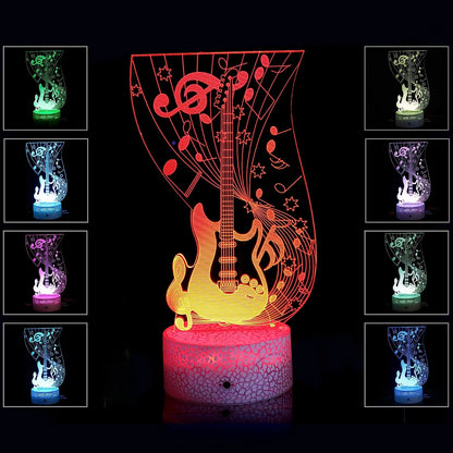 Nighdn 3D Guitar/Music Illusion Night Light – Perfect Gift for Music Lovers | Cool Décor for Home, Office & Bedroom