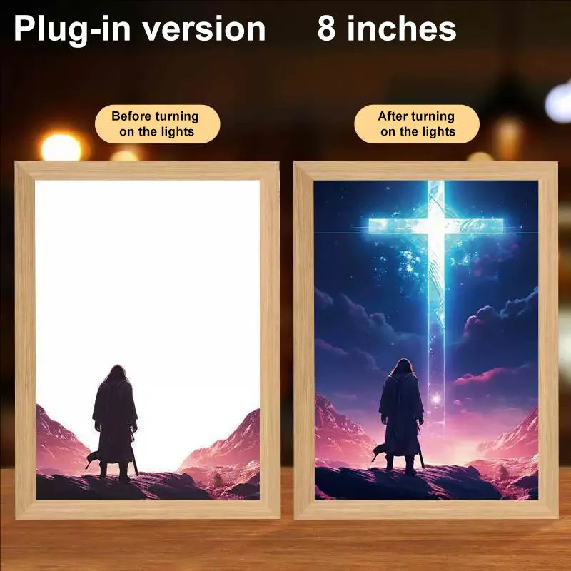 LED Light Frame, 4D Luminous Wall Art | Faith-Inspired Decor for Home and Bedroom