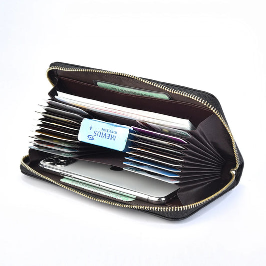 Long-Style Wallet with Zipper – High-Quality PU Leather Card Holder with Large Capacity