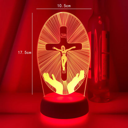 3D Cross LED Night Light – Optical Illusion Desk Lamp for Unique Home Decor and Gifts