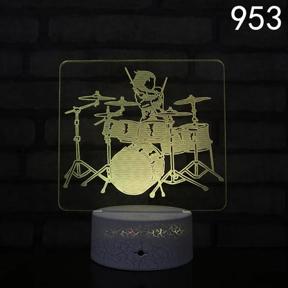 Nighdn 3D Guitar/Music Illusion Night Light – Perfect Gift for Music Lovers | Cool Décor for Home, Office & Bedroom