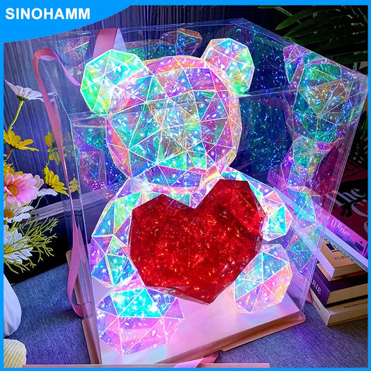 Teddy Bear & Heart LED Gift Lamp – 4 Unique Styles | Colorful Romantic Light for Birthdays, Valentine's Day, or Decor