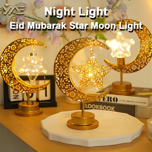 Eid Mubarak Star Moon Light Bedroom LED Table Lamp Oh oh Perfect for Celebrating Eid, Ramadan, and Special Occasions