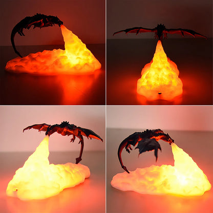 Fire Dragon 3D Printed Lamp – USB Rechargeable Desktop Light for Bedroom, E-Sports, and Holiday Decor
