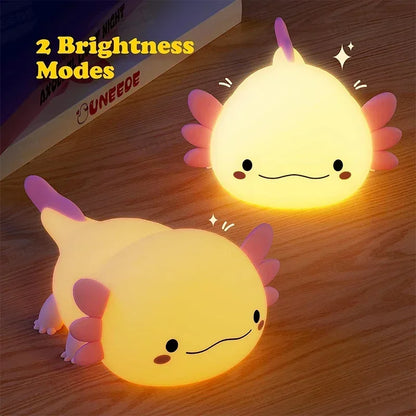 Adorable Axolotl Night Light – Perfect Gift for Babies & Kids | Soft Silicone Touch-Control Nursery Lamp, USB Rechargeable