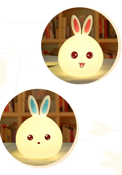 Cute Rabbit Color-Changing Night Light – Voice-Activated Clap Lamp | Perfect for Baby Feeding, Kids’ Bedrooms & Christmas Gifts