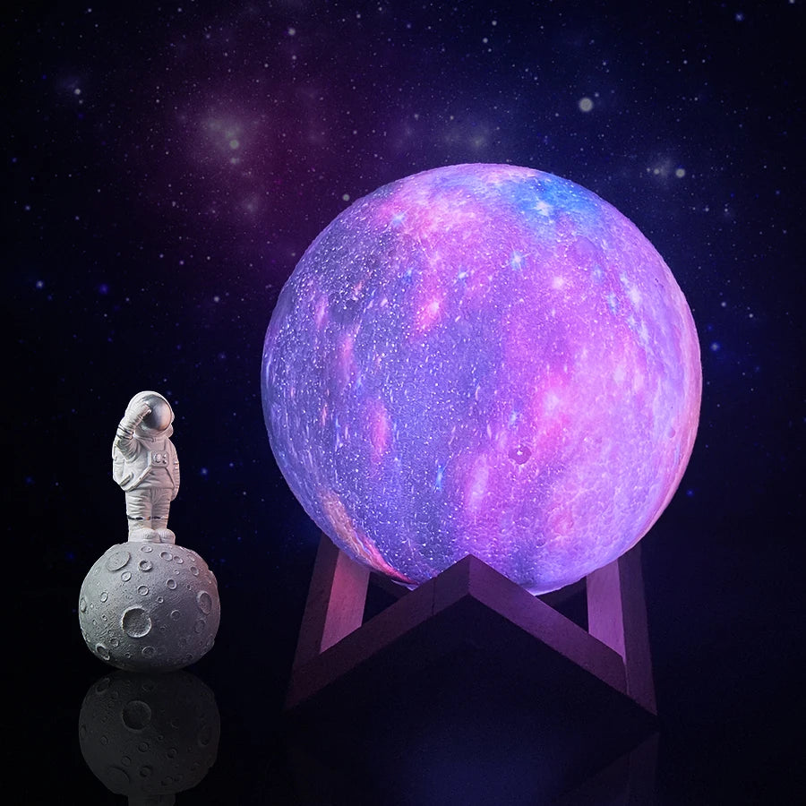 3D Printed Starry Moonlight Lamp – 16 Colors, Rechargeable Touch Night Light, Creative Gift - Bilankas.world
