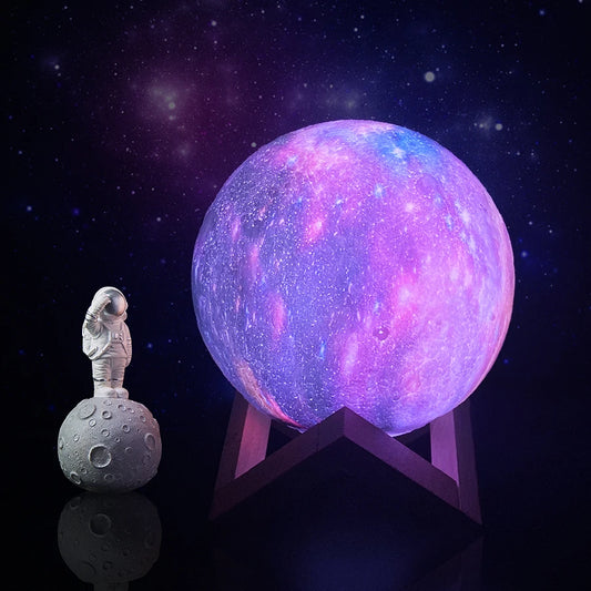 3D Printed Starry Moonlight Lamp – 16 Colors, Rechargeable Touch Night Light, Creative Gift - Bilankas.world