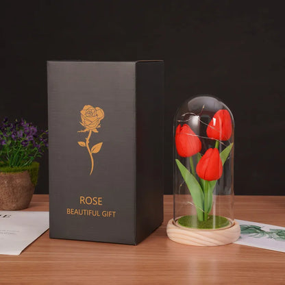 Elegant Tulip LED Nightlight – The Perfect Eternal Flower Decoration and Gift for Women, Ideal for Celebrating Mother’s Day, Valentine’s Day, and Christmas