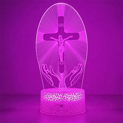 3D Cross LED Night Light – Optical Illusion Desk Lamp for Unique Home Decor and Gifts