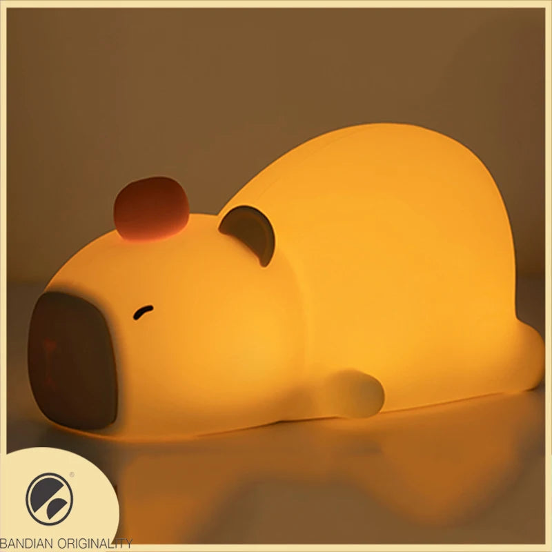 Cute Capybara Night Light, Silicone LED Lamp | USB Rechargeable Dimmable Bedside Light for Kids