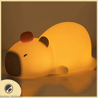 Cute Capybara Night Light, Silicone LED Lamp | USB Rechargeable Dimmable Bedside Light for Kids