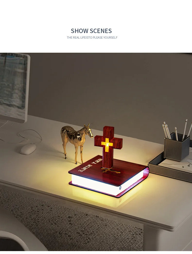 Magnetic Levitating Cross – Floating Christian Cross LED Night Light Desktop Decoration