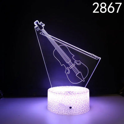 Nighdn 3D Guitar/Music Illusion Night Light – Perfect Gift for Music Lovers | Cool Décor for Home, Office & Bedroom