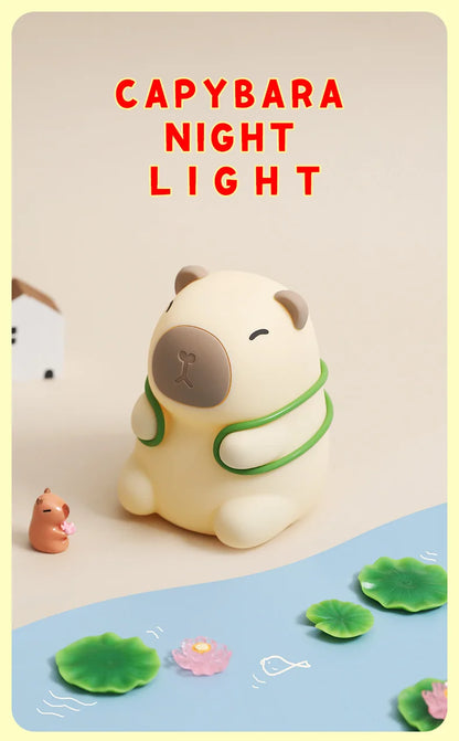 Cute Capybara Night Light, Color-Changing Silicone Lamp | Rechargeable Touch Bedside Light for Kids