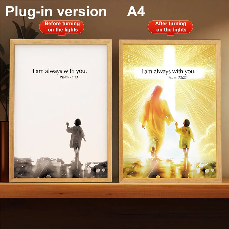 LED Light Frame, 4D Luminous Wall Art | Faith-Inspired Decor for Home and Bedroom