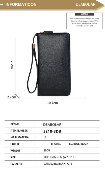 Long-Style Wallet with Zipper – High-Quality PU Leather Card Holder with Large Capacity