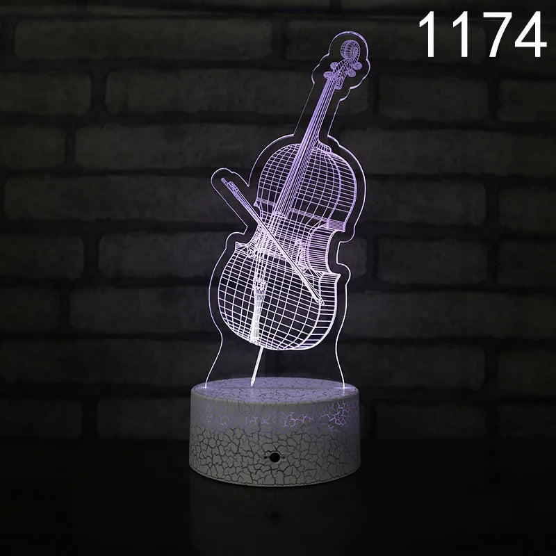 Nighdn 3D Guitar/Music Illusion Night Light – Perfect Gift for Music Lovers | Cool Décor for Home, Office & Bedroom
