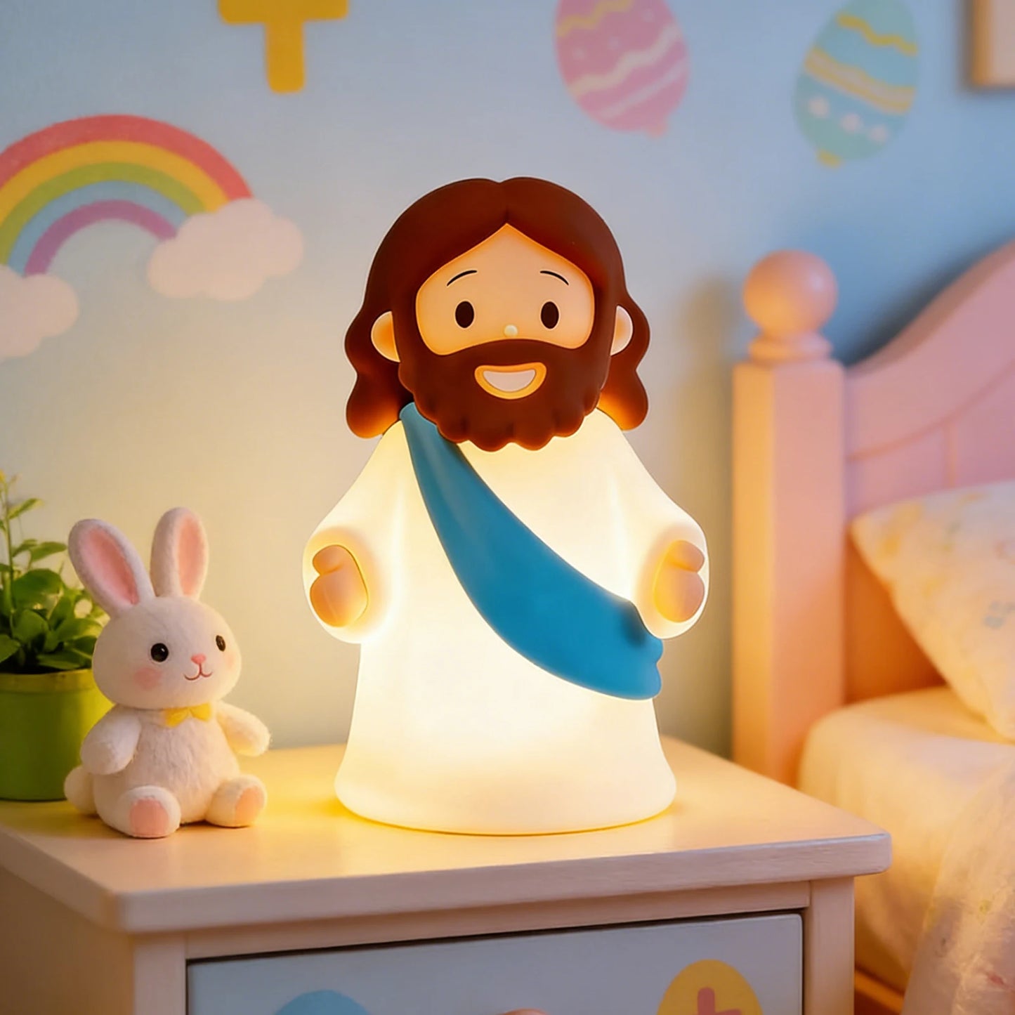 Night Light, Rechargeable Bedside Lamp | Soft Dimmable LED Faith Gift for Kids and Families