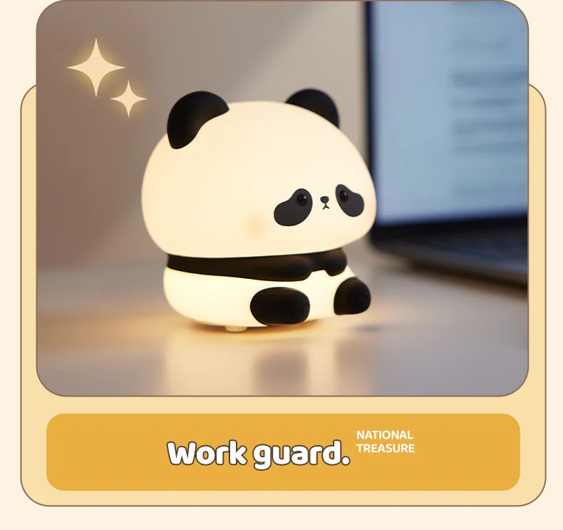 Cute Panda LED Night Light – Silicone Touch Lamp, USB Rechargeable with Timing Function, Perfect Gift for Children - Bilankas.world