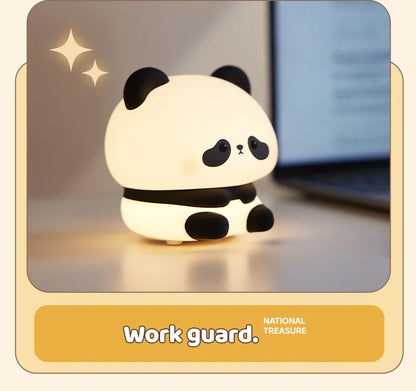 Cute Panda LED Night Light – Silicone Touch Lamp, USB Rechargeable with Timing Function, Perfect Gift for Children - Bilankas.world
