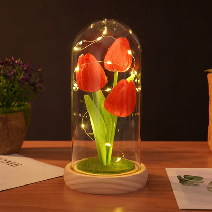 Elegant Tulip LED Nightlight – The Perfect Eternal Flower Decoration and Gift for Women, Ideal for Celebrating Mother’s Day, Valentine’s Day, and Christmas