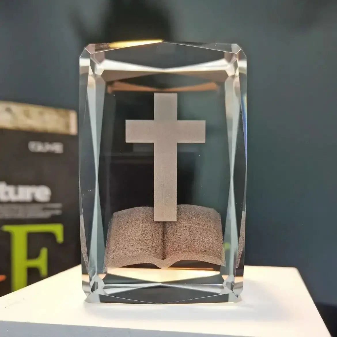 Colorful Crystal Cross LED Night Light, Ambient Table Lamp | Decorative Room & Shelf Light