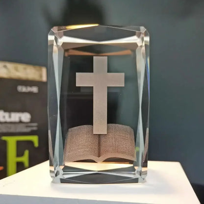 Colorful Crystal Cross LED Night Light, Ambient Table Lamp | Decorative Room & Shelf Light