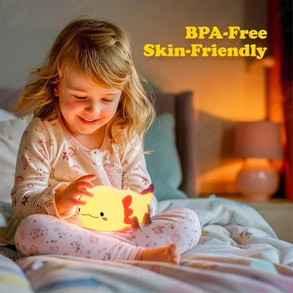 Adorable Axolotl Night Light – Perfect Gift for Babies & Kids | Soft Silicone Touch-Control Nursery Lamp, USB Rechargeable