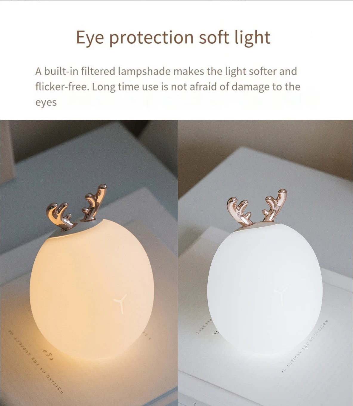 Enchanting Deer & Rabbit LED Night Light – Soft Silicone, Dimmable & USB Rechargeable | Cozy Gift for Kids' Bedrooms