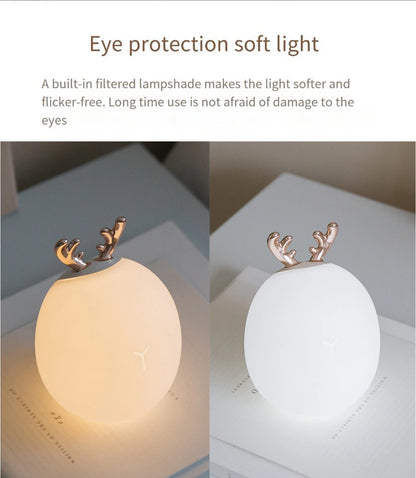 Enchanting Deer & Rabbit LED Night Light – Soft Silicone, Dimmable & USB Rechargeable | Cozy Gift for Kids' Bedrooms